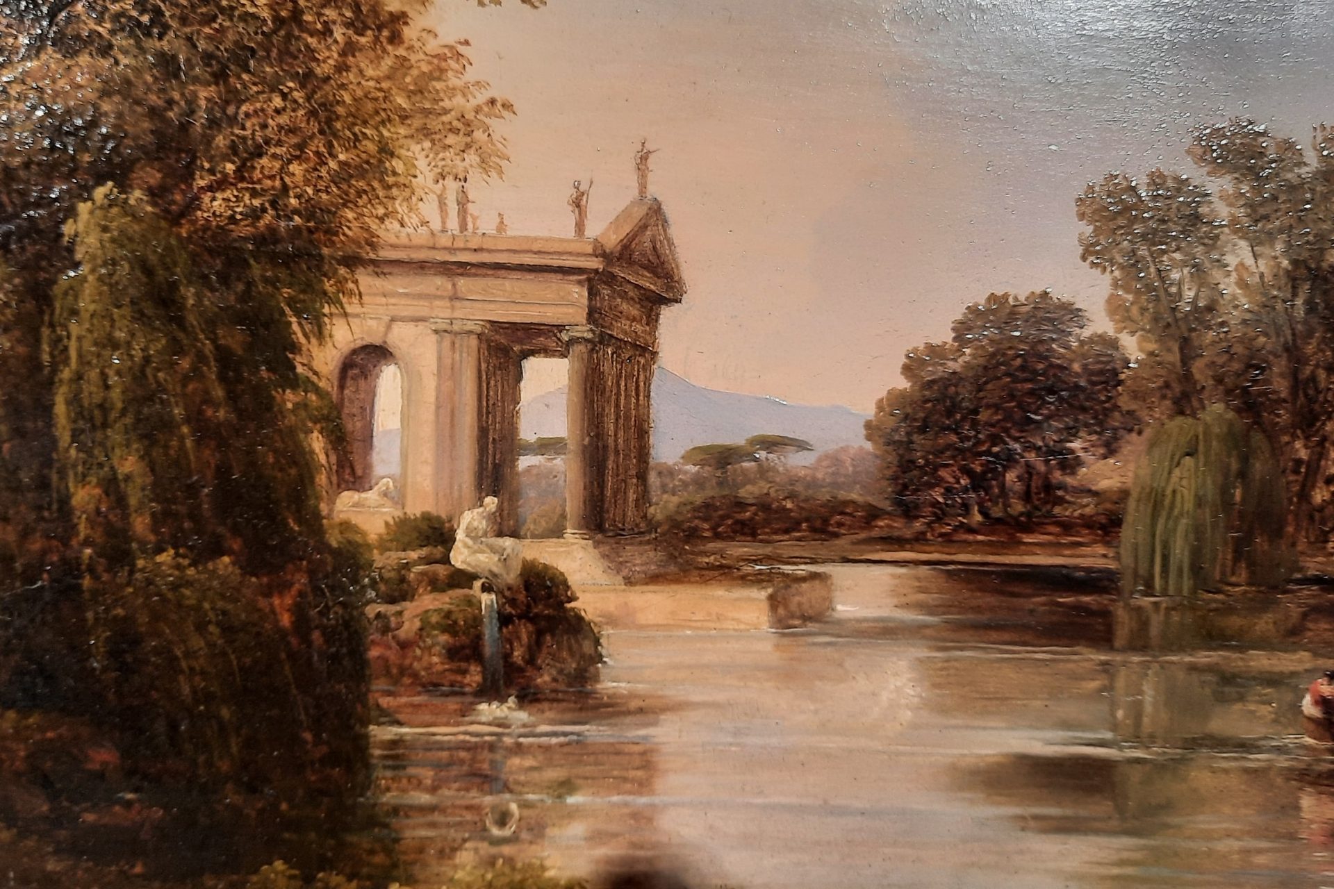 View of Temple of Asclepius on the Lake of Villa Borghese, Rome (1825) by Giovan Battista Bassi, Bologna - 02.jpg
